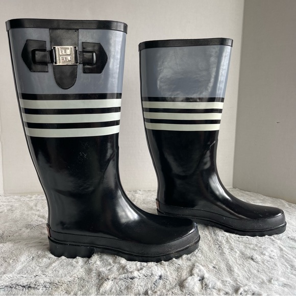 Tommy Hilfiger Black Rubber Rain Boots Women size 6M - Picture 13 of 16
